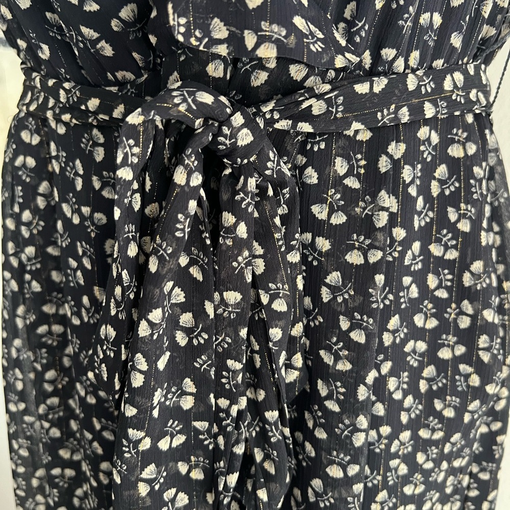 J. Crew Point Sur Navy Floral Sparkle Jumpsuit Size 8​ - Picture 5 of 9